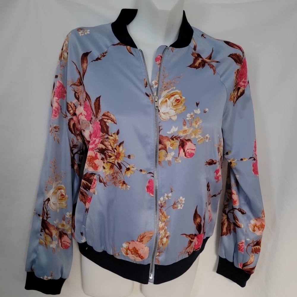 Belle & Sky Floral Baseball Jacket